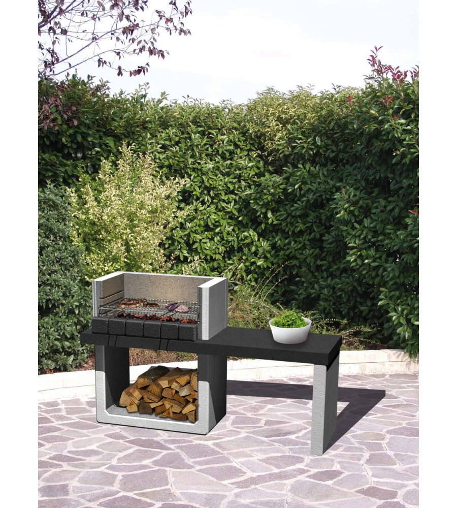 BARBECUE A CARBONELLA IN CALCESTRUZZO SAROM FUOCO "PORTO NEW" 160X51,5X97 CM