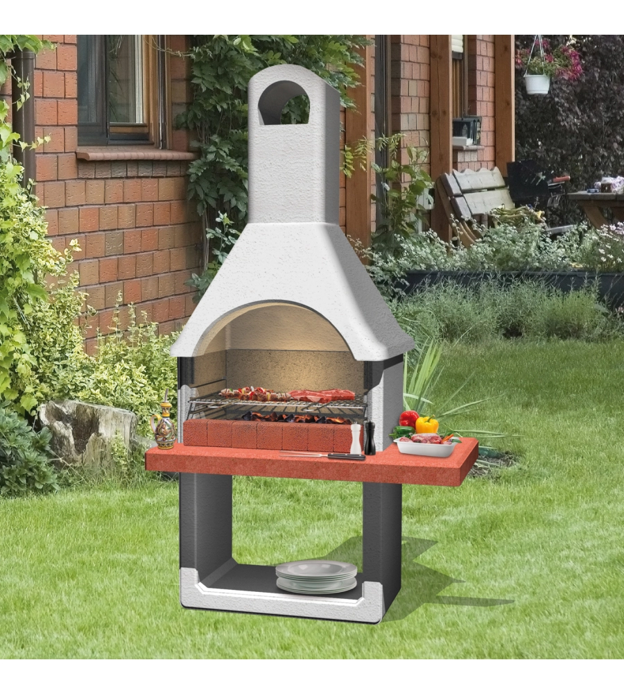 BARBECUE A CARBONELLA IN CEMENTO SAROM FUOCO "MILANO" 88X58X197,3 CM