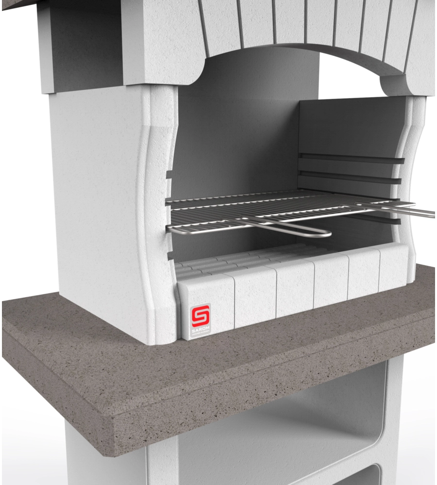 BARBECUE A LEGNA O CARBONELLA IN CEMENTO SAROM FUOCO "ZARA" 114X64X170 CM