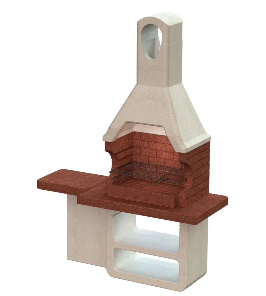 BARBECUE A CARBONELLA IN CALCESTRUZZO SAROM FUOCO "SPARTA" 170X64X232 CM
