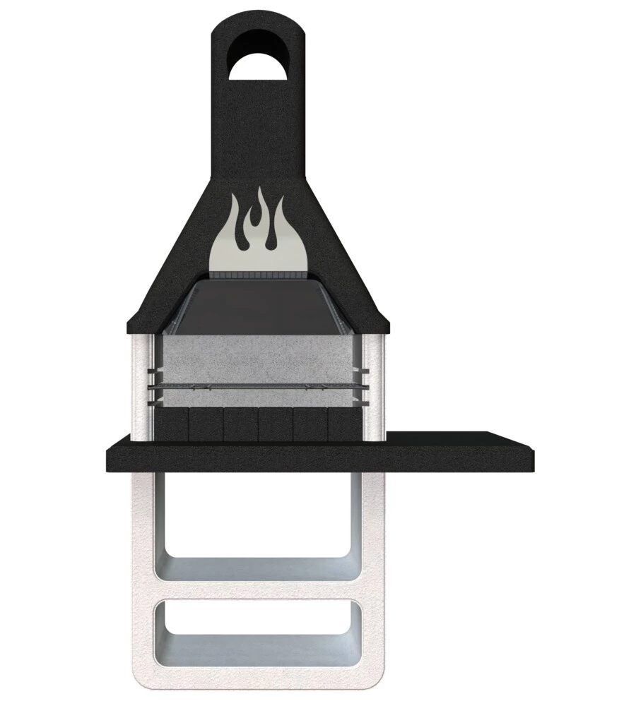 BARBECUE A LEGNA O CARBONELLA IN CALCESTRUZZO SAROM FUOCO "PROMETEO" 125X64X215,5 CM