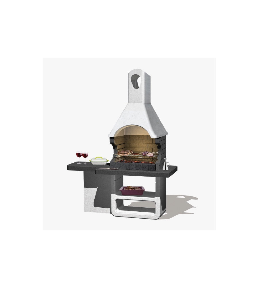 BARBECUE A CARBONELLA IN CALCESTRUZZO MODELLO ULISSE, 170X64X232 CM - SAROM FUOCO