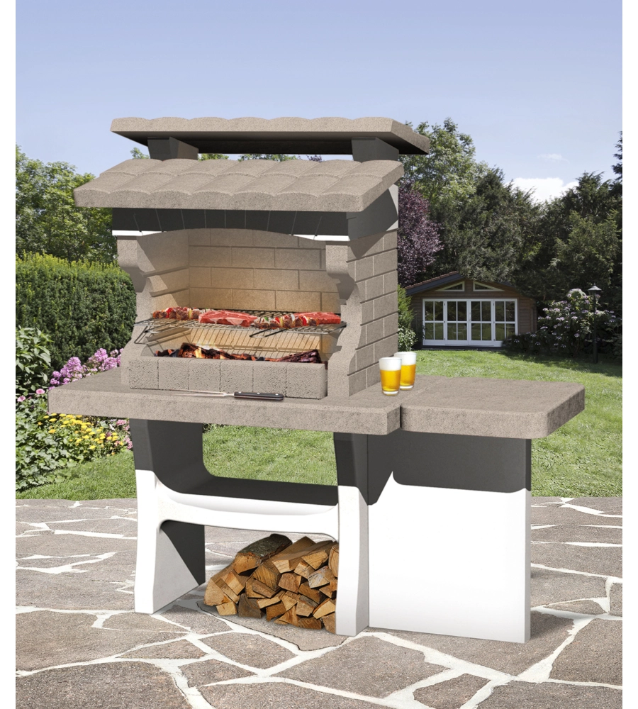 BARBECUE A LEGNA O CARBONELLA IN PIETRA SAROM FUOCO "LUXOR" 159X72X161,5 CM