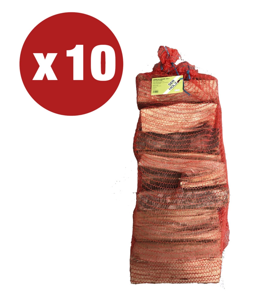 PROMO 10 SACCHI CON RETE LEGNA FAGGIO DA ARDERE - 150 KG PARI A 220 DM3 ALL'ORIGINE