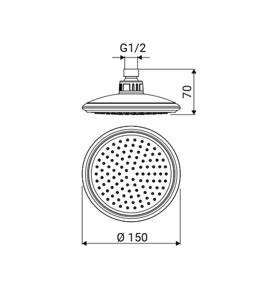 SOFFIONE IDRO-BRIC "ROUND" ANTICALCARE NERO DIAMETRO 15 CM, 1 GETTO