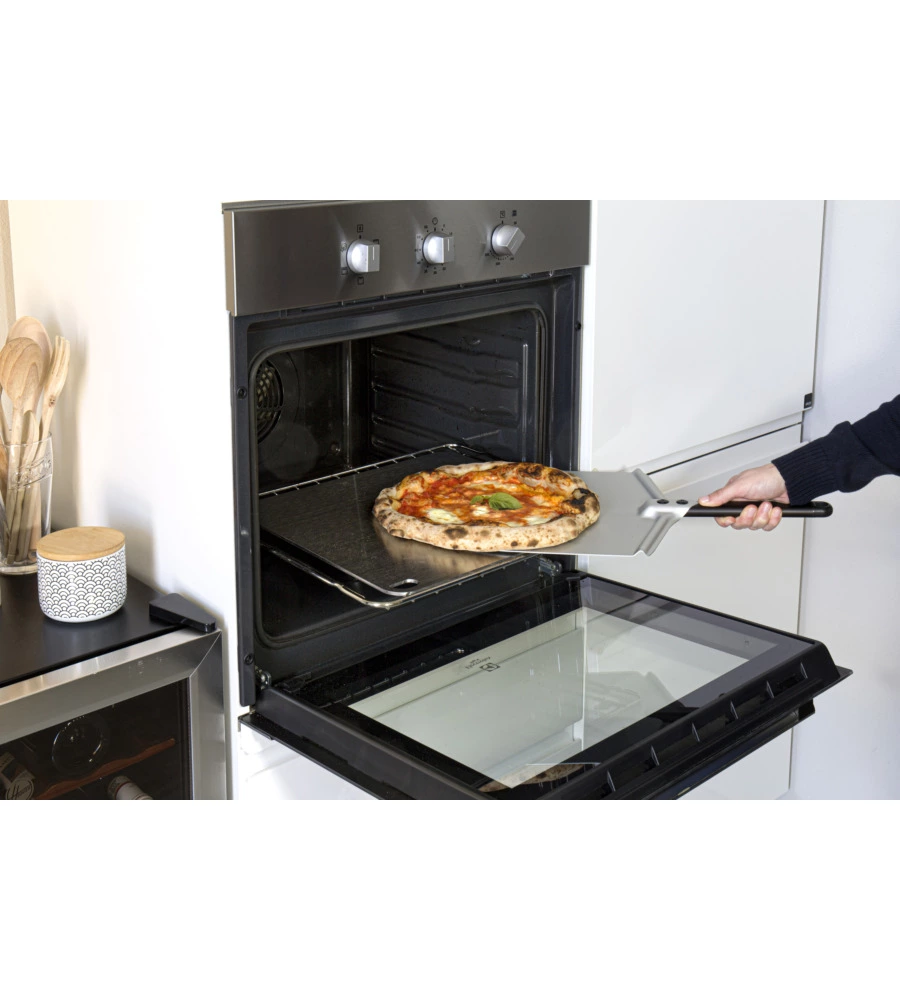PALA PER PIZZA GIMETAL "AMICA" CON MANICO NERO 25 CM E TESTA IN ALLUMINIO 33 CM