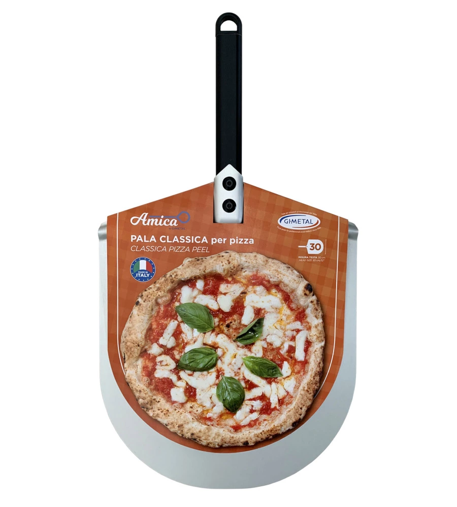 PALA PER PIZZA GIMETAL "AMICA" CON MANICO NERO 25 CM E TESTA IN ALLUMINIO 33 CM
