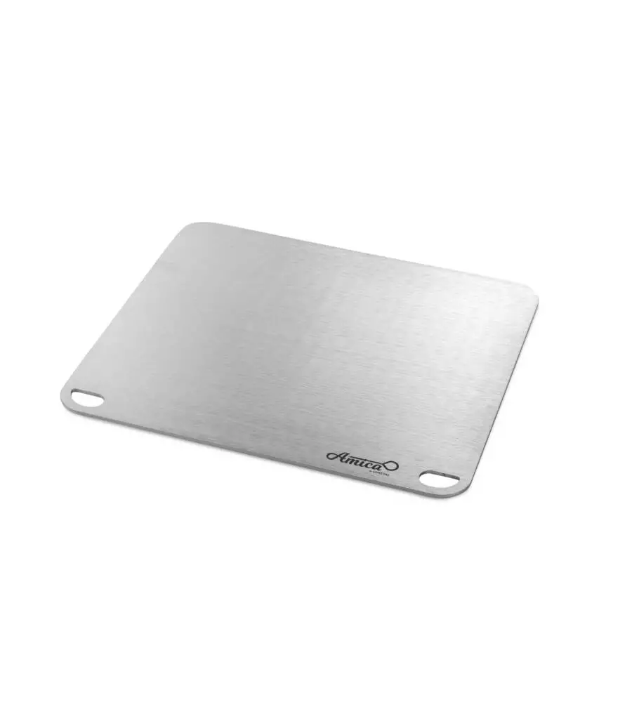 PIASTRA PER PIZZA GIMETAL IN ACCIAIO INOX 4MM, 40X35 CM