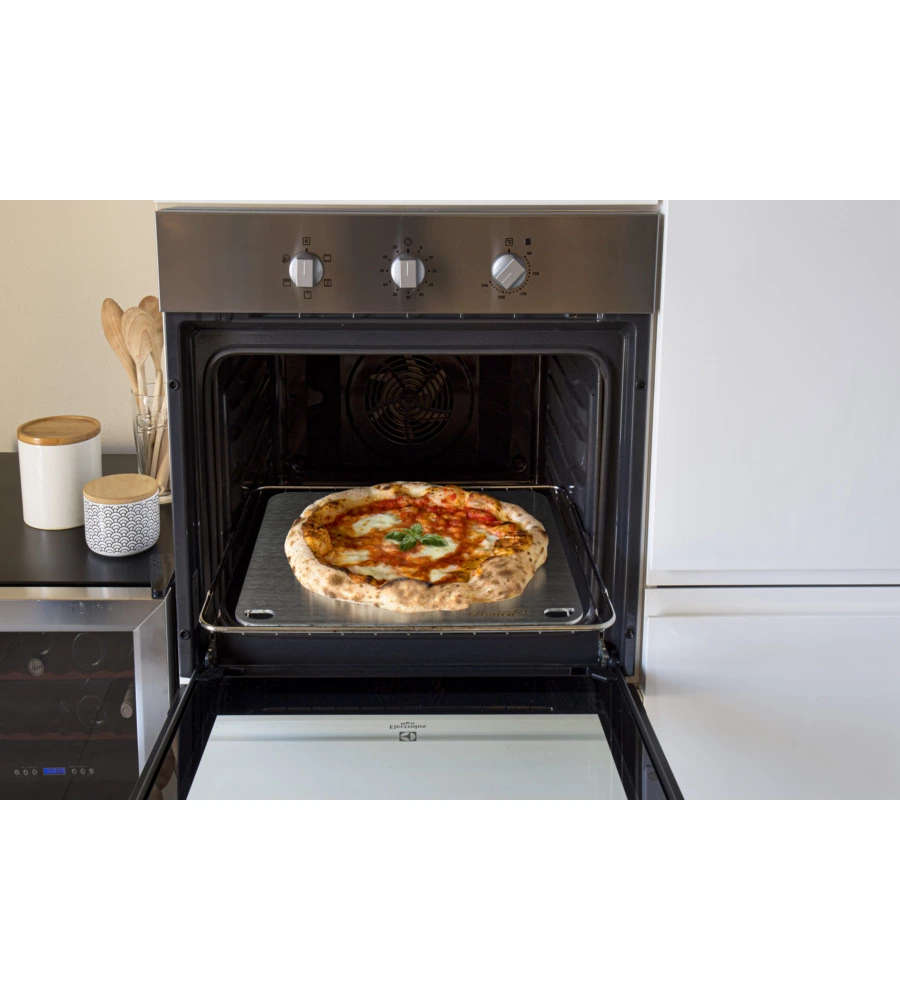 PIASTRA PER PIZZA GIMETAL IN ACCIAIO INOX 4MM, 40X35 CM