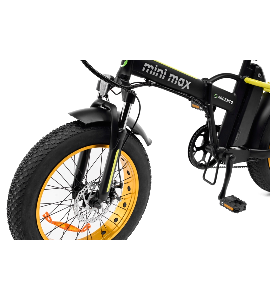BICI ELETTRICA PIEGHEVOLE E-BIKE MINIMAX YELLOW CON BATTERIA 36 V - ARGENTO