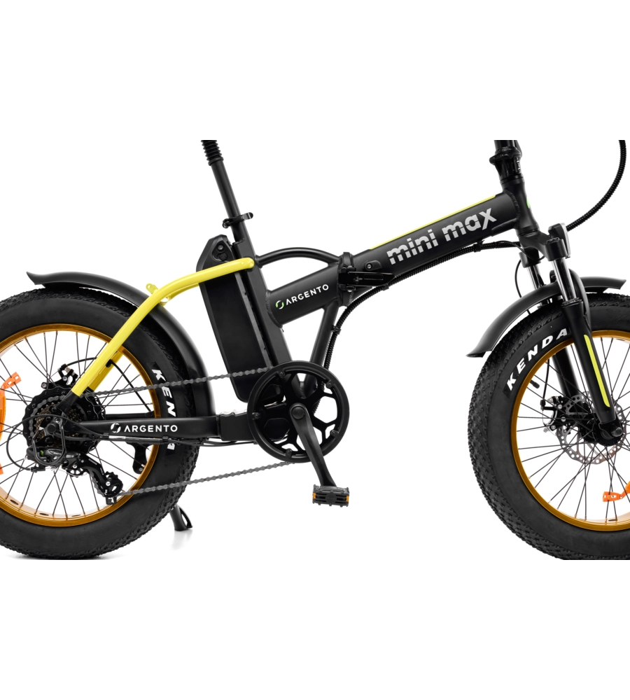 BICI ELETTRICA PIEGHEVOLE E-BIKE MINIMAX YELLOW CON BATTERIA 36 V - ARGENTO