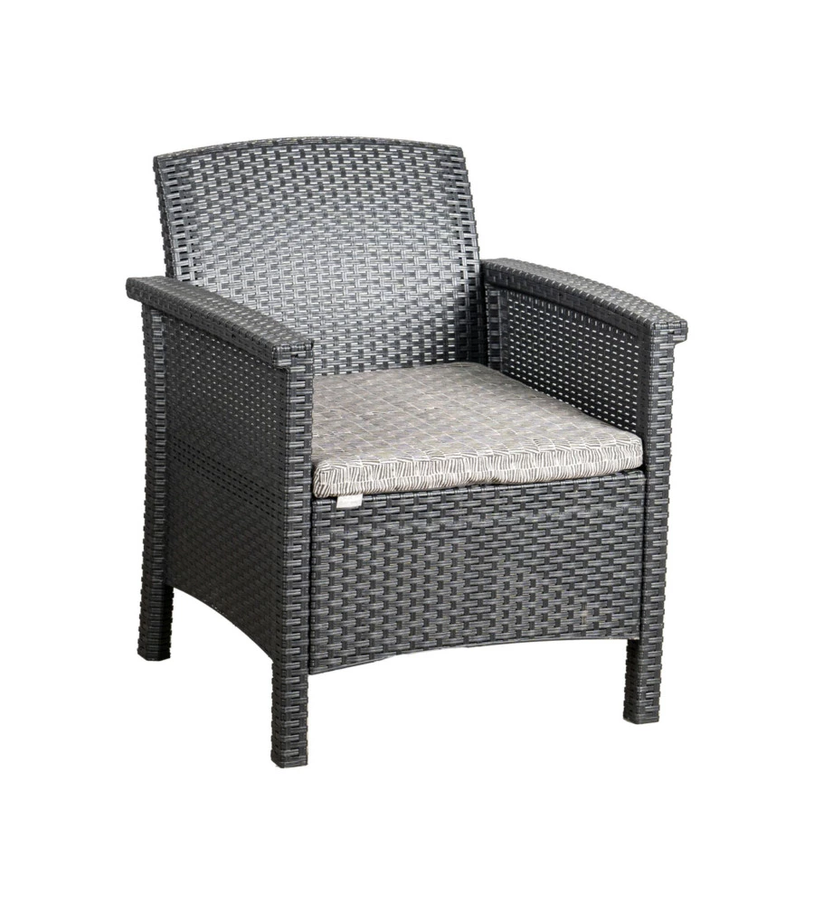 SET DA GIARDINO "MALINDI BALCONY" IN POLIPROPILENE CON CUSCINI ANTRACITE 2 SEDUTE E TAVOLINO