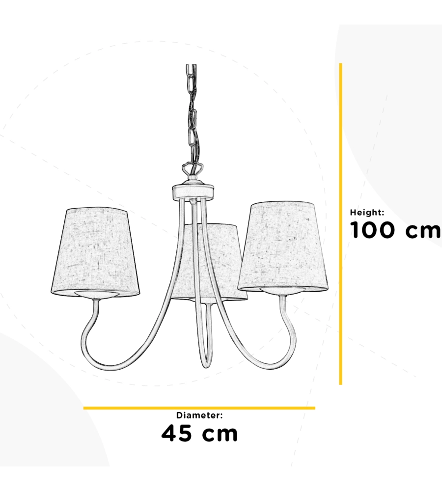 LAMPADARIO 3 LUCI "MARGOT" IN FERRO E STOFFA, E14
