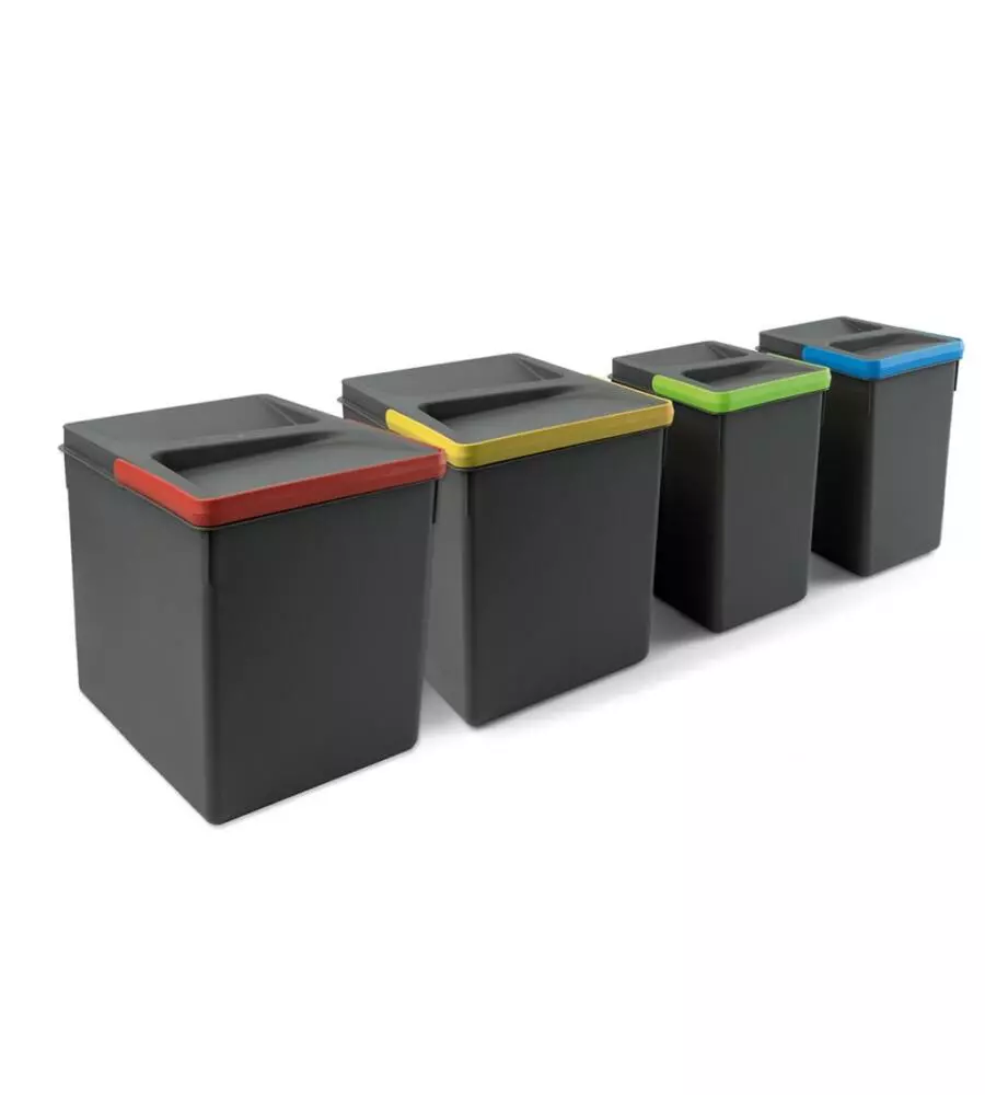 4 CONTENITORI IN PLASTICA GRIGIO ANTRACITE, 2X15 LT 2X7 LT
