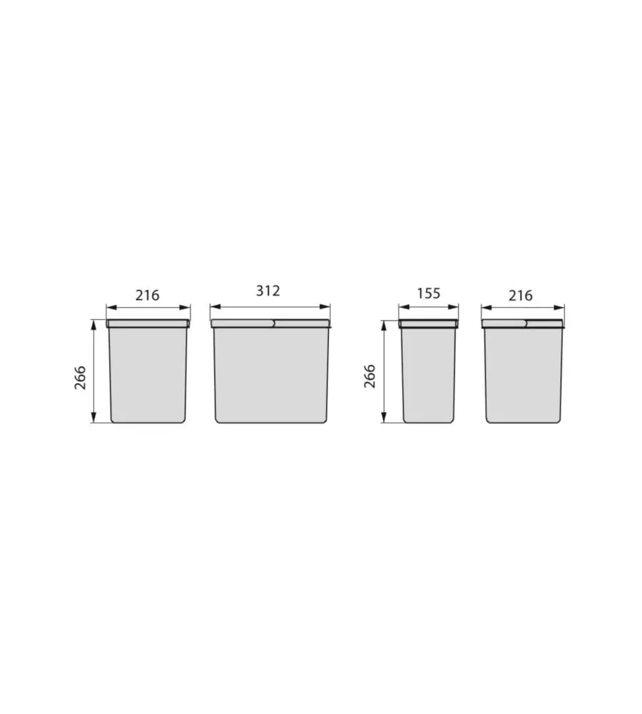 CONTENITORE PER LA RACCOLTA DIFFERENZIATA PLASTICA GRIGIA, 15LT