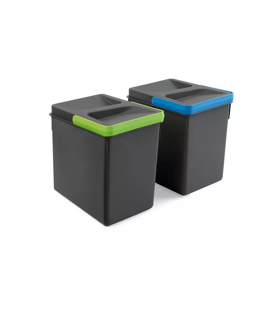 2 CONTENITORI RIIUTI IN PLASTICA GRIGIO ANTRACITE, 6 LT