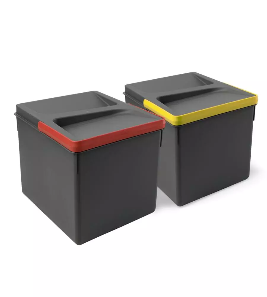 2 CONTENITORI PER LA RACCOLTA DIFFERENZIATA PLASTICA GRIGIO, 12LT