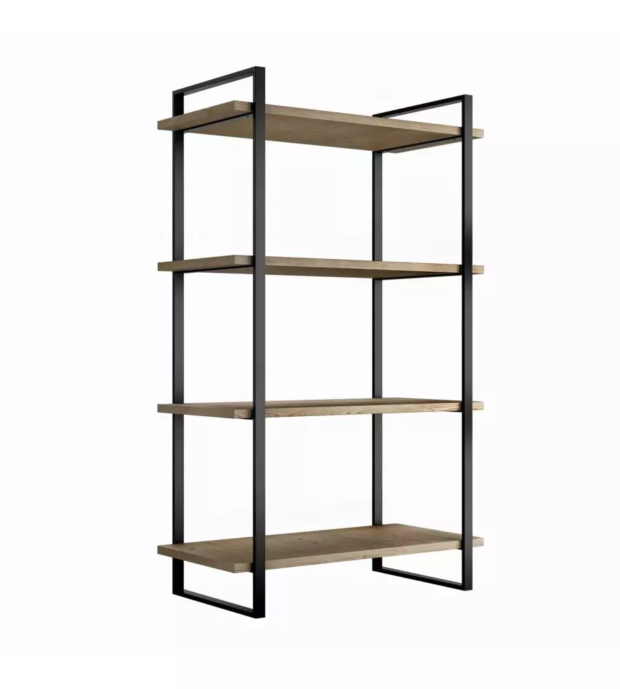 SCAFFALE LADER CON STRUTTURA E RIPIANI ACCIAIO E LEGNO, 115 CM