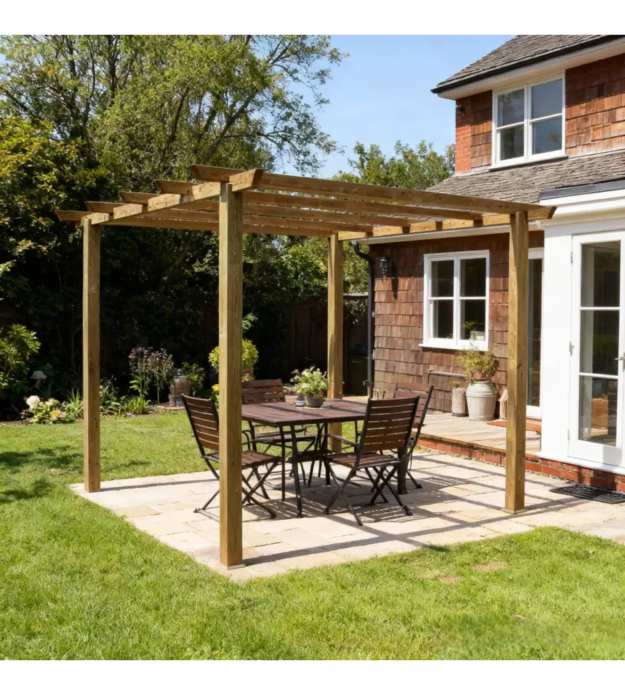 PERGOLA DA ESTERNO LIBERA IN LEGNO DI PINO 300X300X250 CM