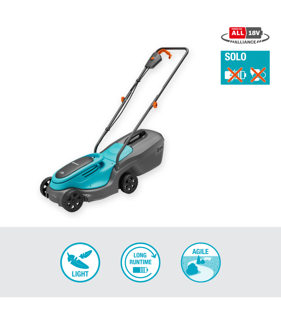 TAGLIAERBA A BATTERIA GARDENA "POWERMAX 30" TAGLIO DA 30 CM 18 V SOLO CORPO MACCHINA