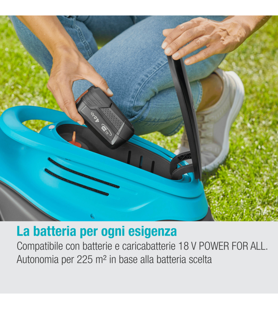 TAGLIAERBA A BATTERIA GARDENA "POWERMAX 30" TAGLIO DA 30 CM 18 V SOLO CORPO MACCHINA