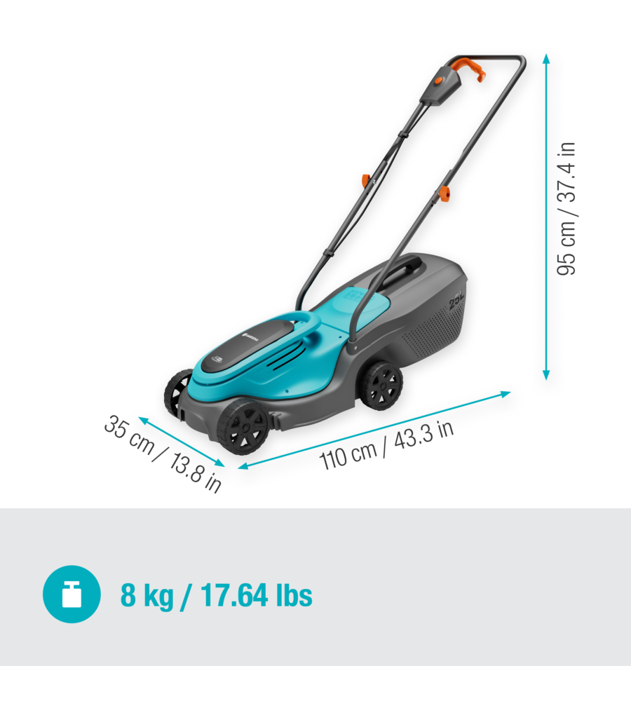 TAGLIAERBA A BATTERIA GARDENA "POWERMAX 30" TAGLIO DA 30 CM 18 V SOLO CORPO MACCHINA