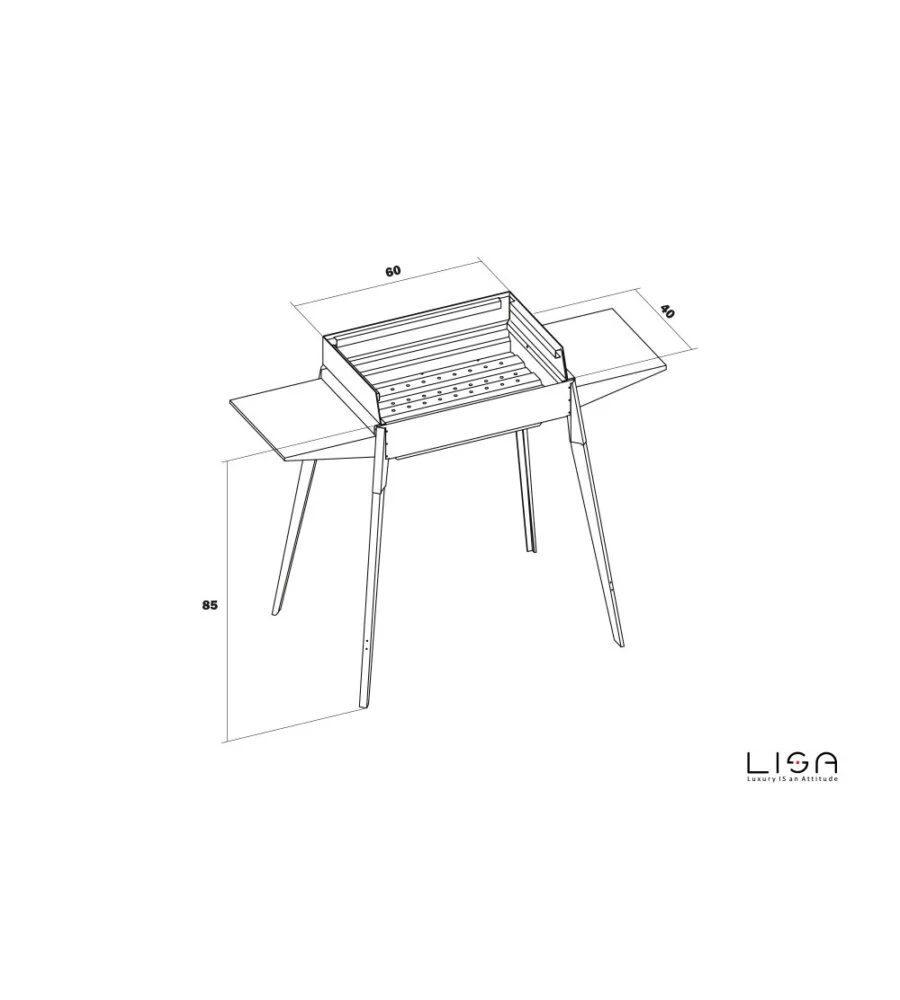 BARBECUE A CARBONELLA LISA "ETNA" IN ACCIAIO INOX  122X62X85 CM