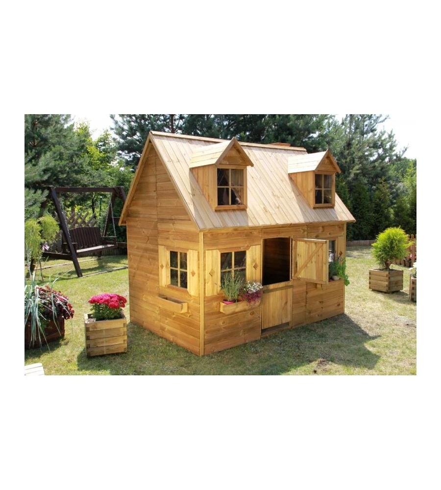 CASETTA DA GIARDINO PER BAMBINI IN LEGNO DOMUS "SOFIA" 157X248X218 CM
