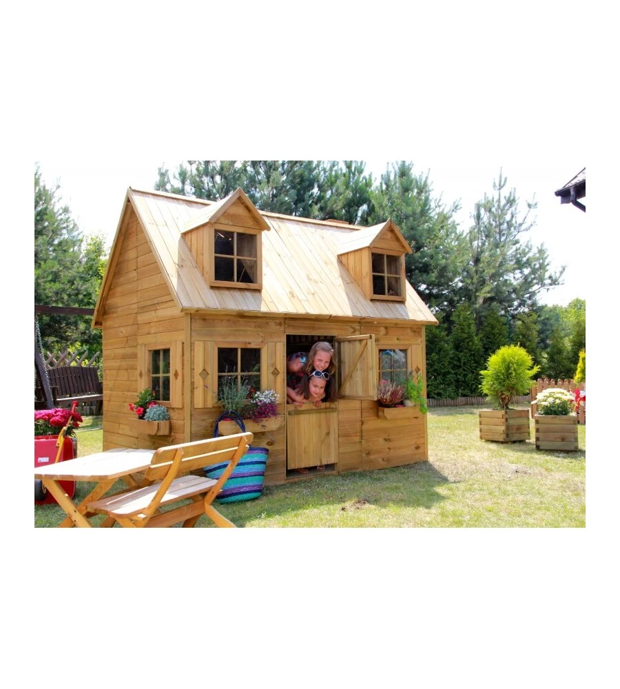 CASETTA DA GIARDINO PER BAMBINI IN LEGNO DOMUS "SOFIA" 157X248X218 CM