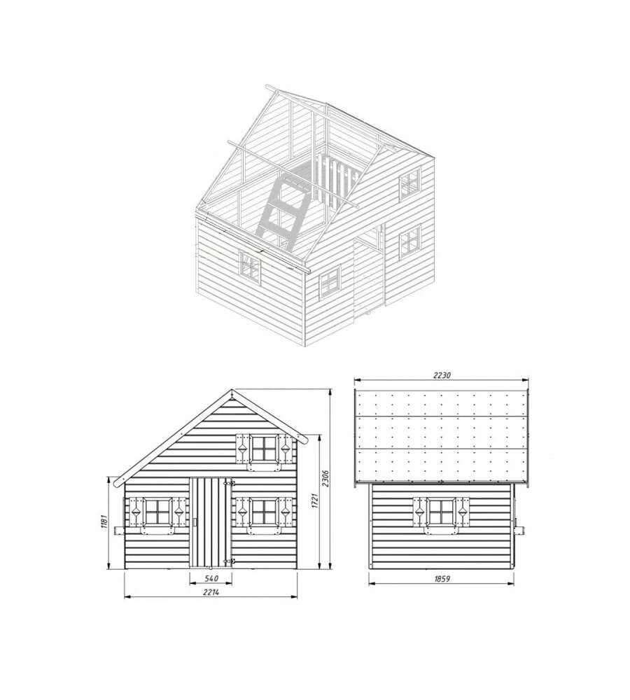 CASETTA DA GIARDINO PER BAMBINI IN LEGNO DOMUS "CLARISSA" 223X250X230 CM