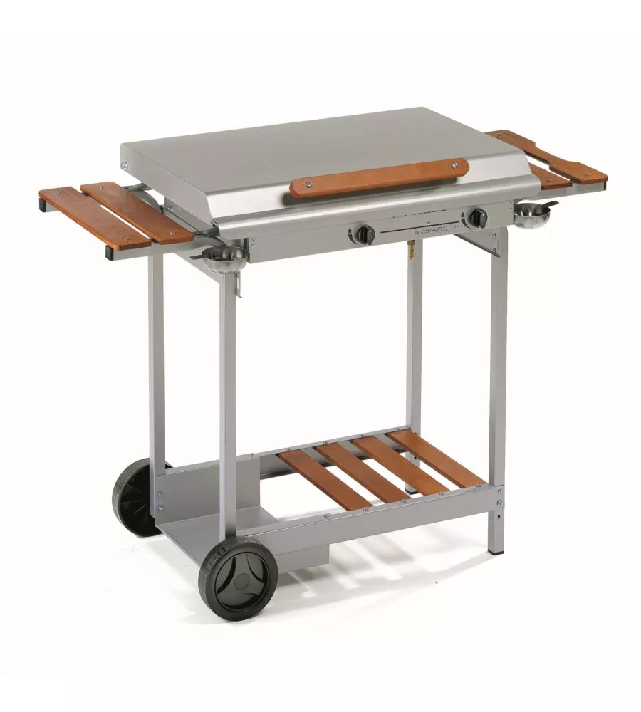 BARBECUE A GAS OMPAGRILL "4068" CON PLANCHA DOPPIA 2 BRUCIATORI 114X47X86 CM