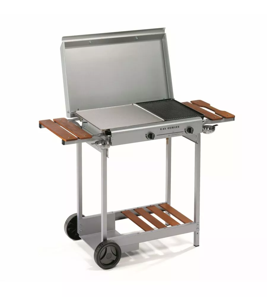 BARBECUE A GAS OMPAGRILL "4068" CON PLANCHA DOPPIA 2 BRUCIATORI 114X47X86 CM