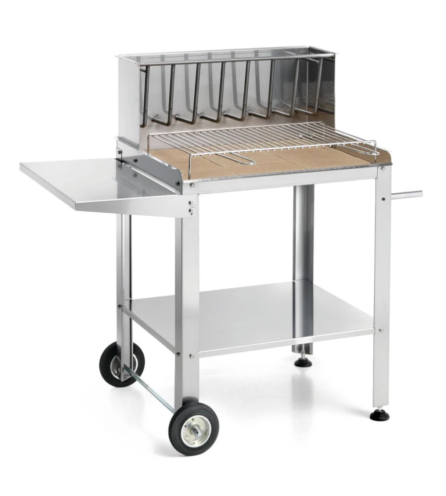 BARBECUE A LEGNA/CARBONE OMPAGRILL "BEST STEEL 56659/X" CON GRIGLIA 60X35 CM