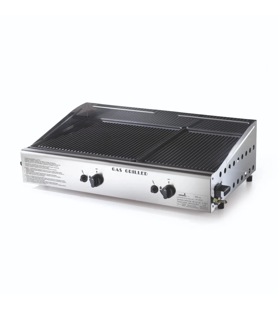 BARBECUE A GAS OMPAGRILL CON PLANCHA DOPPIA RIGATA 2 BRUCIATORI 70,5X44X21,5 CM
