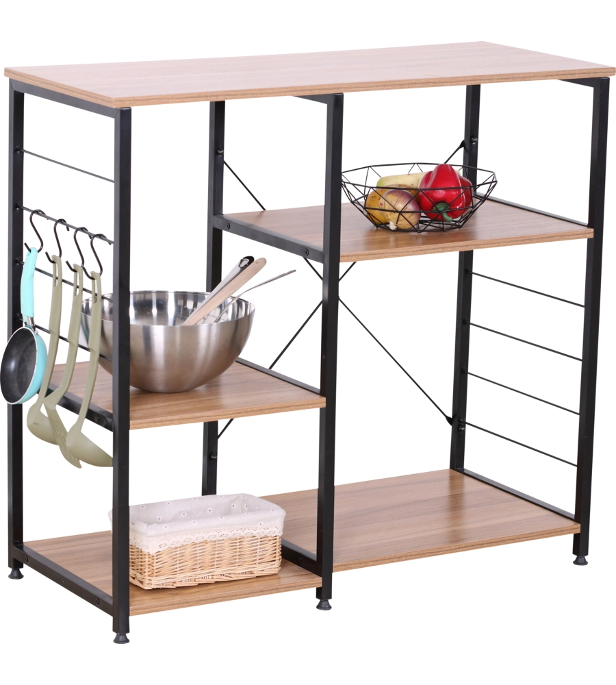 BANCO CUCINA LEGNO E METALLO NERO, 90X40X82 CM