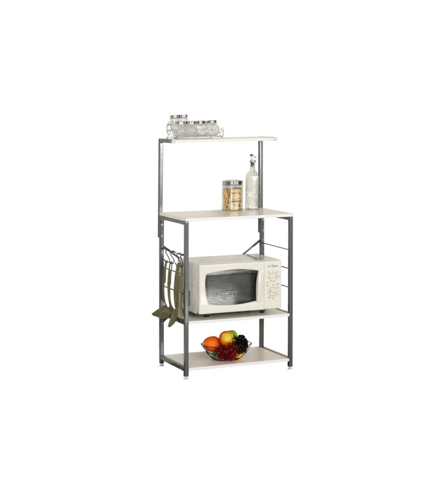 CARRELLO DA CUCINA IN METALLO BIANCO E GRIGIO, 60X40X123 CM