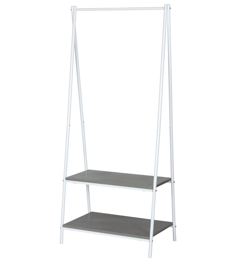 STENDER APPENDIABITI IN METALLO BIANCO E CEMENTO, 60X40X150 CM