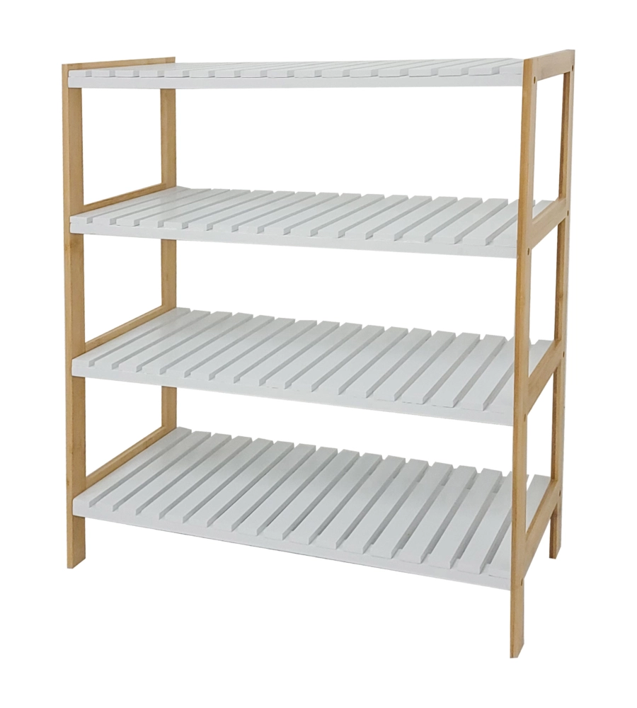 SCARPIERA BIANCA IN BAMBOO E LEGNO, 70X26X75 CM