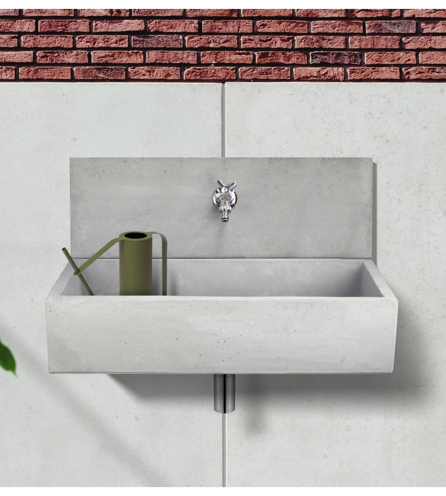 FONTANA DA GIARDINO A MURO "Q MADRID XL" GRIGIO, 70X35X40 CM - KAM