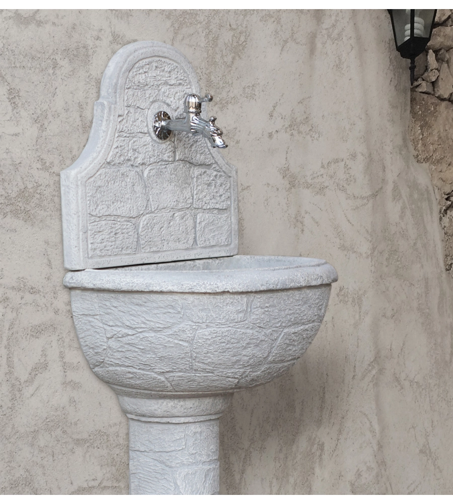 FONTANA DA GIARDINO A MURO KAM "VARO" ANTICATO GRIGIO 50X37X122 CM