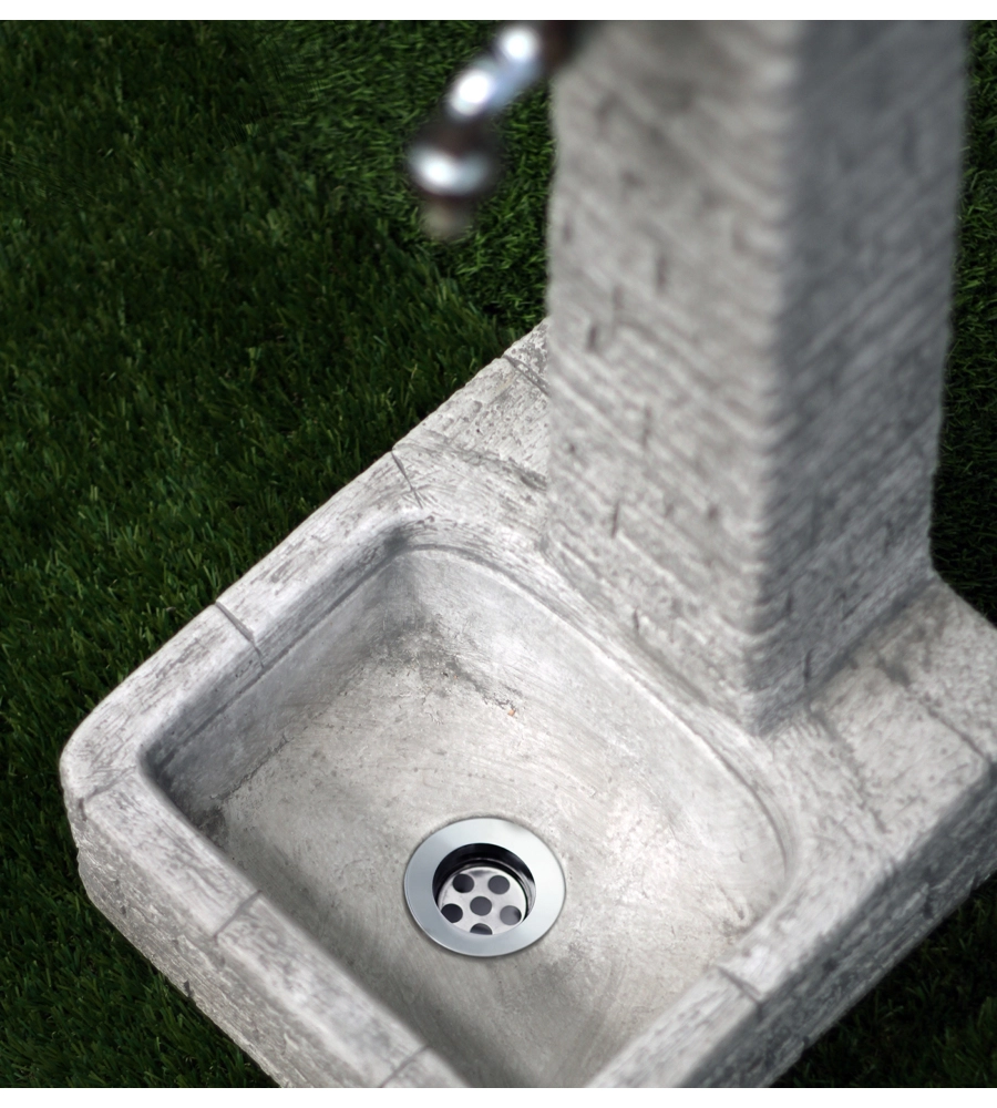 FONTANA DA GIARDINO VEDOVELLA "CLANEZZO" ANTICATO GRIGIO, 28X31X66 CM - KAM
