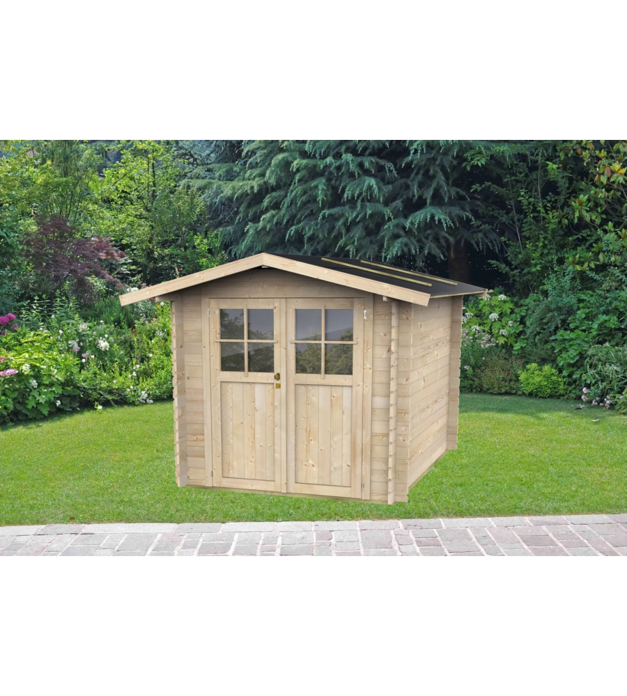 CASETTA IN LEGNO DA GIARDINO ALCE  "OPERA" IN ABETE 215X180X207 CM