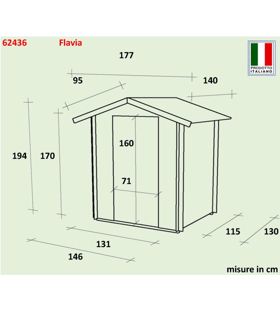 CASETTA IN LEGNO DA GIARDINO ALCE "FLAVIA" IN ABETE 146X130X194 CM