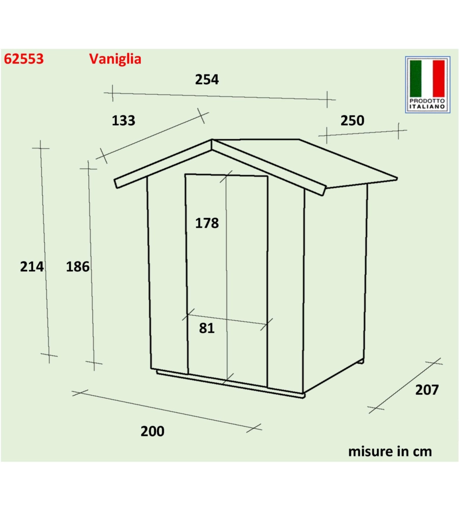 CASETTA IN LEGNO DA GIARDINO ALCE "VANIGLIA" IN ABETE 200X207X214 CM