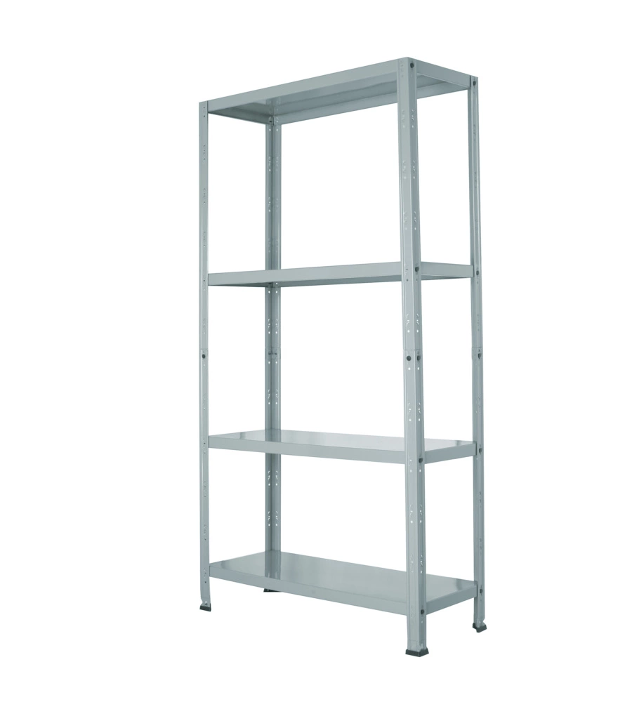 SCAFFALE IN METALLO GRIGIO IN KIT CON 4 RIPIANI, 75X30X145 CM PORTATA 40 KG - GRIMA