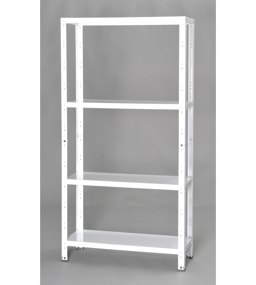 SCAFFALE IN METALLO BIANCO IN KIT CON 4 RIPIANI, 75X30X145 CM PORTATA 40 KG - GRIMA