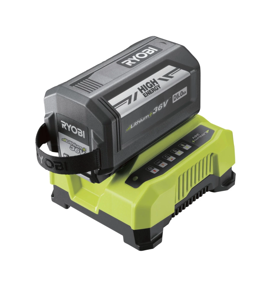 KIT CARICABATTERIE SINGOLO RAPIDO E BATTERIA DI RICAMBIO RYOBI "RY36BC60A-160" 36V 6AH