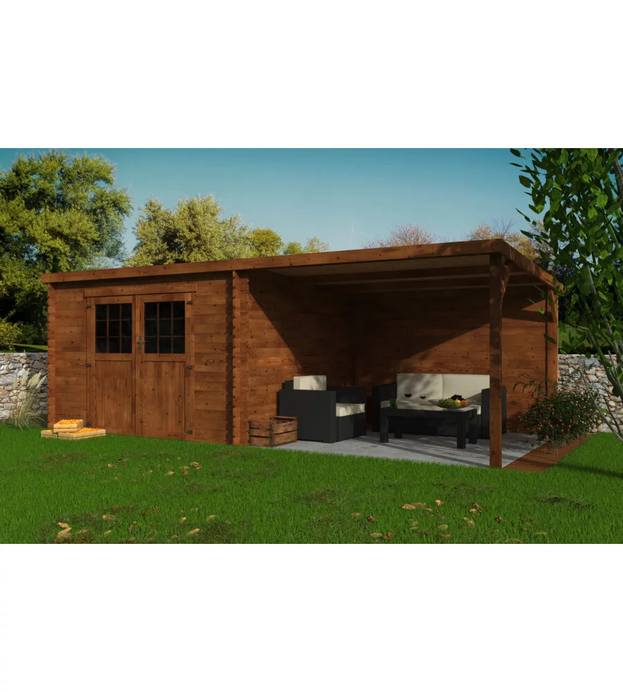 CASETTA IN LEGNO DA GIARDINO DECOR ET JARDIN "EDEN" IN ABETE BIANCO NORDICO IMPREGNATA 610X301X209 CM