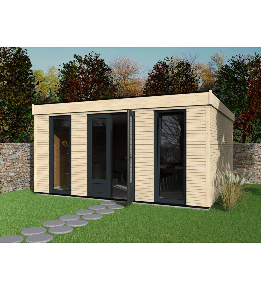 CASETTA IN LEGNO DA GIARDINO PREFABBRICATA DECOR ET JARDIN "DECOR HOME 21MQ" IN ABETE BIANCO NORDICO 497X497X250 CM