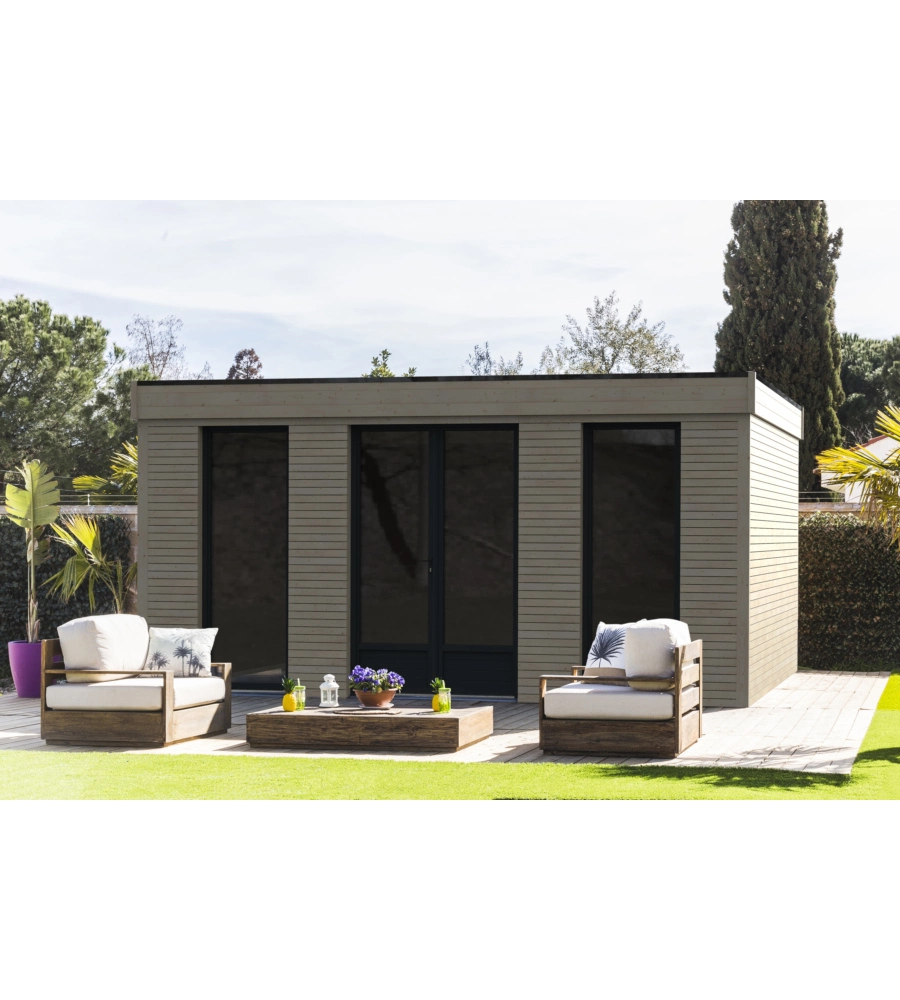 CASETTA IN LEGNO DA GIARDINO PREFABBRICATA DECOR ET JARDIN "DECOR HOME 21MQ" IN ABETE BIANCO NORDICO 497X497X250 CM